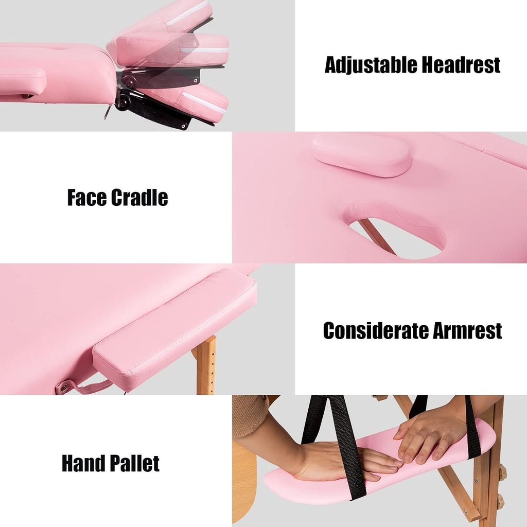 84" L Portable Massage Table Adjustable Spa Bed Tattoo w/Carry Case